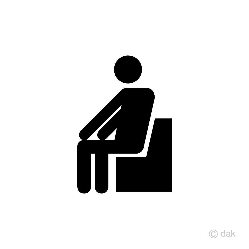Persona sentada en el pictograma de banco