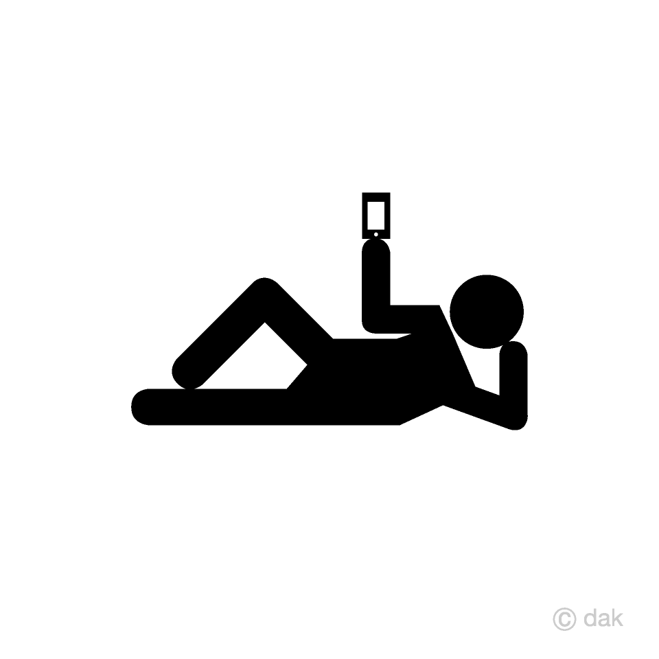 Lying down and Watching Smartphone Pictogram 