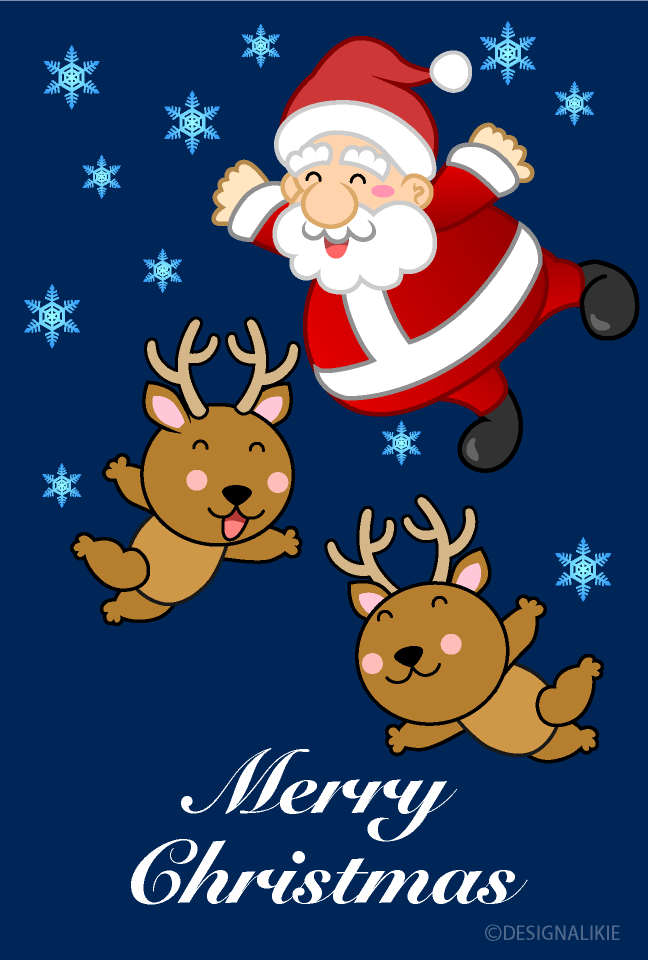 Flying Santa and reindeer Christmas