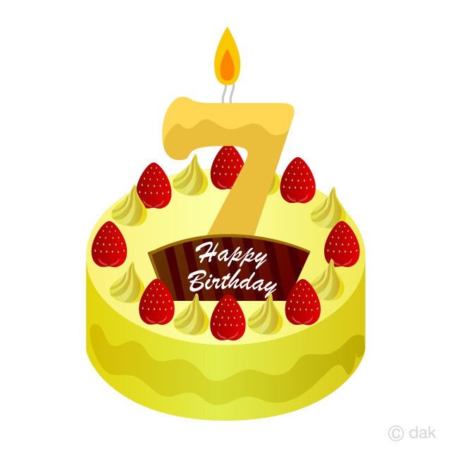 Pastel de cumpleaños con velas de 7 años