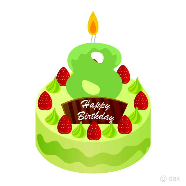 Pastel de cumpleaños con velas de 8 años