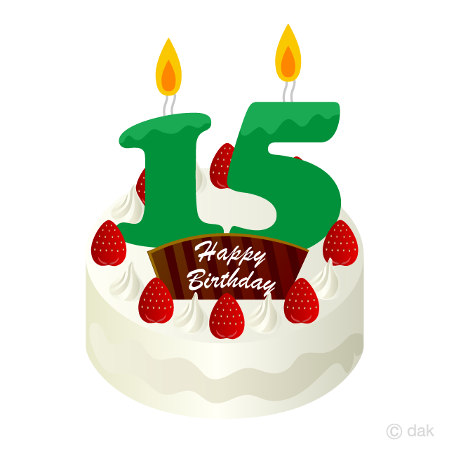 Pastel de cumpleaños con velas de 15 años