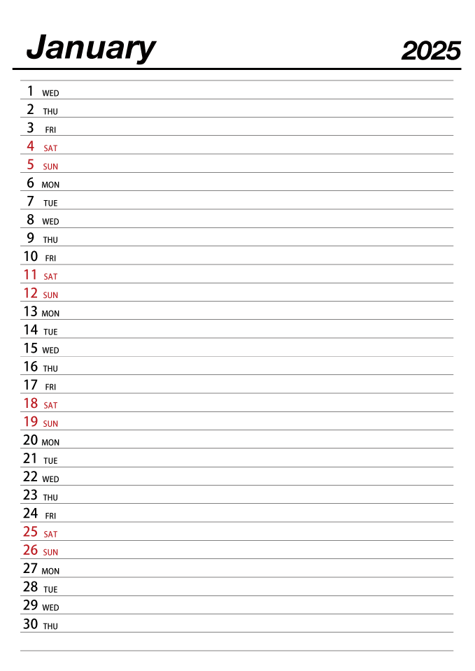 January 2023 Schedule Calendar