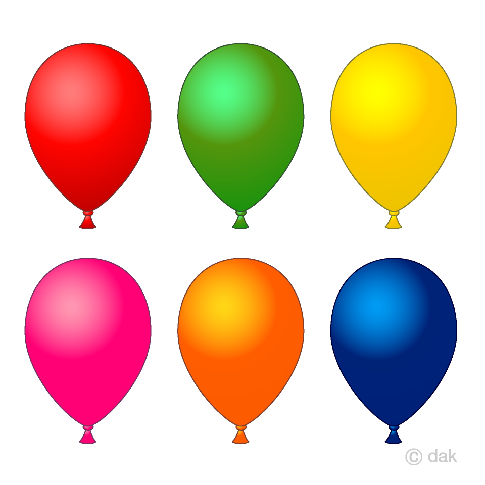 6 globos de colores Gratis Dibujos Animados Imágene｜Illustoon ES
