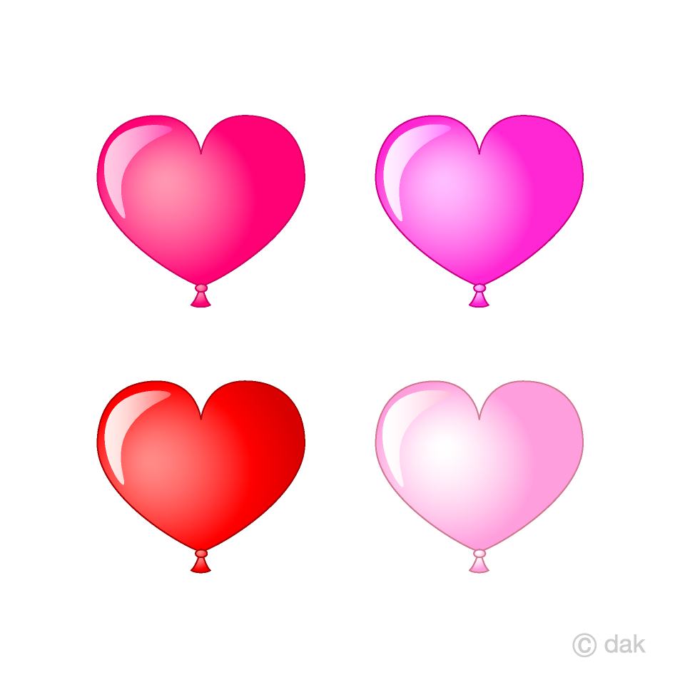 4 color heart balloons
