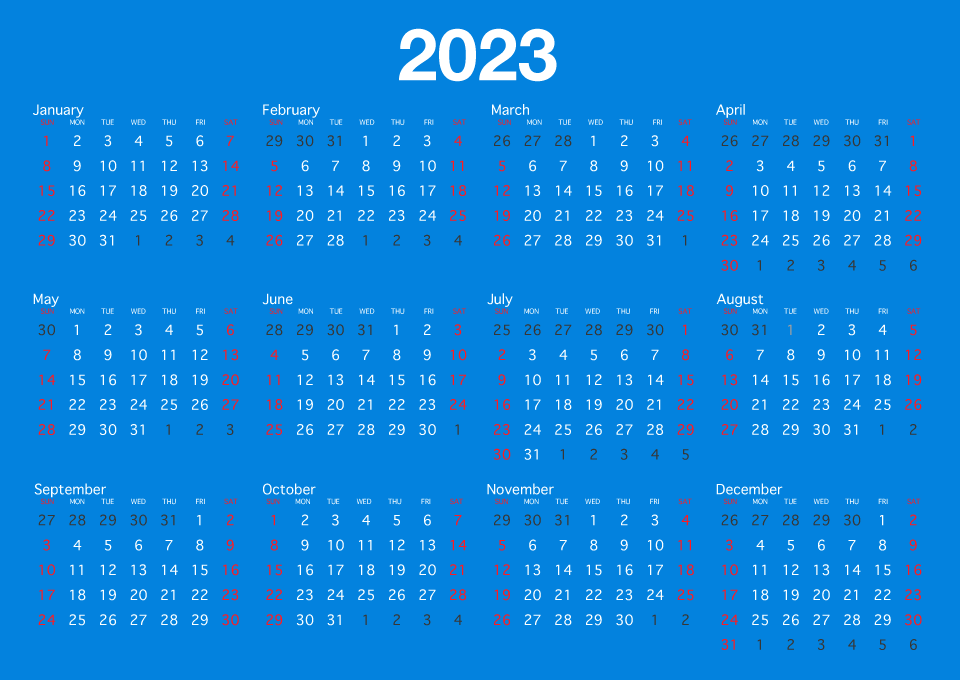 Calendario azul 2023