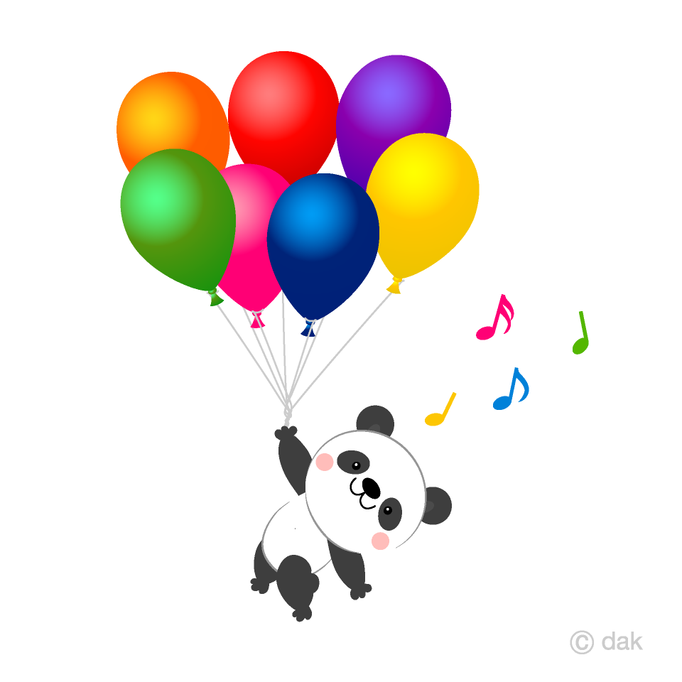 Panda flying in the balloon Cartoon Free PNG Image｜Illustoon