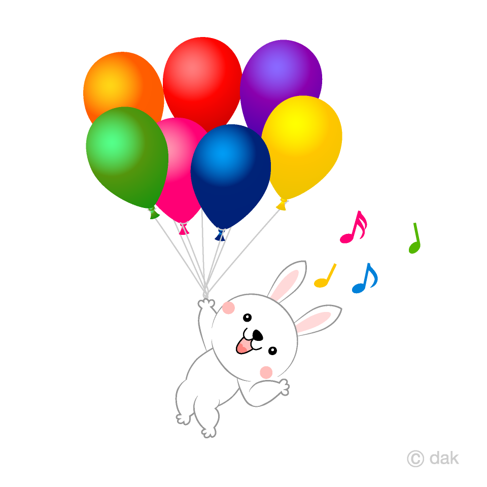 Bunny flying in the balloon