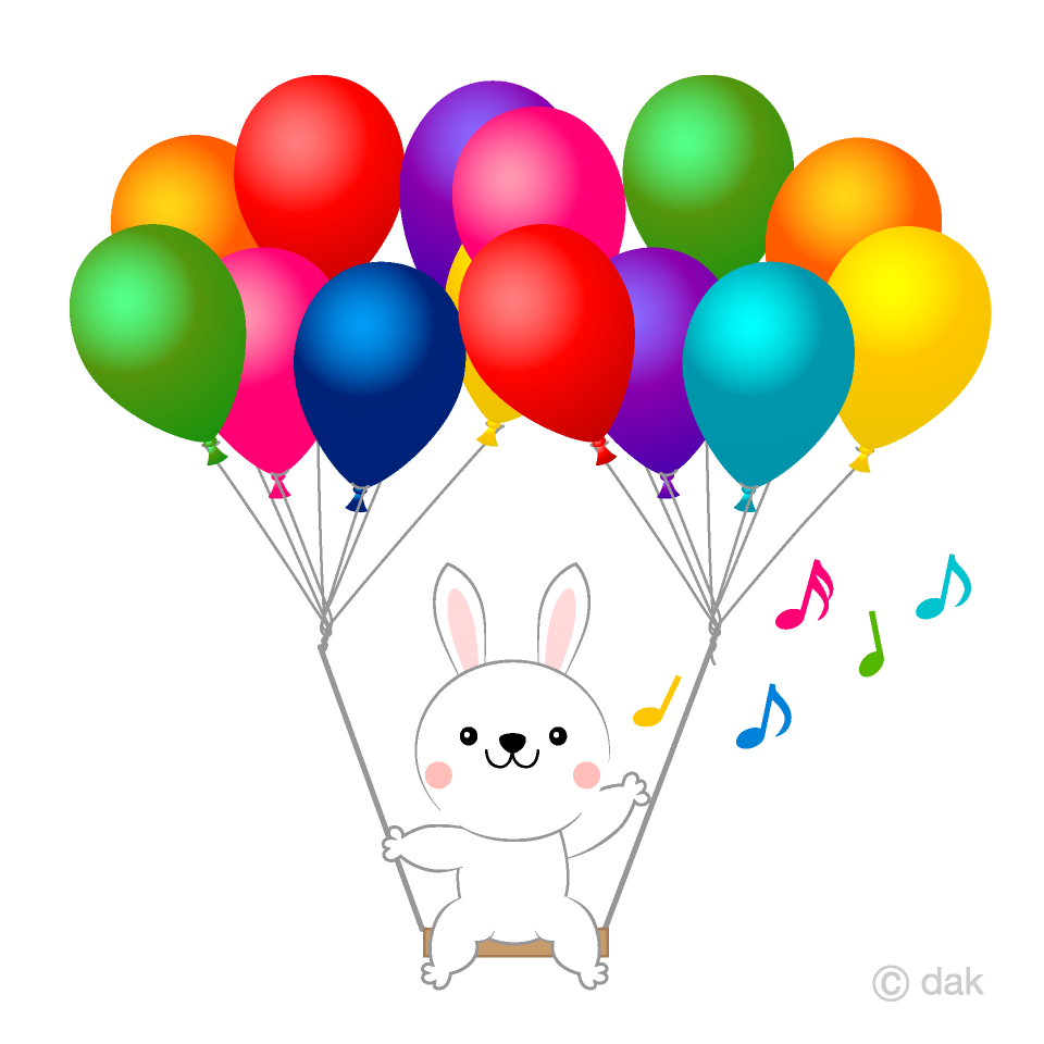 Rabbit flying in the balloon swing