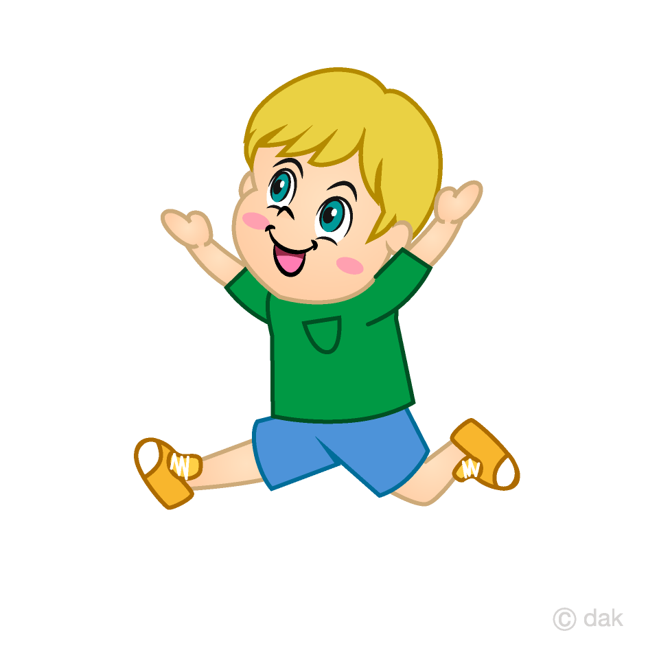 Running and Jumping Boy Cartoon Free PNG Image｜Illustoon
