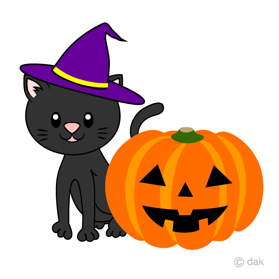 Calabaza de Halloween de gato negro Gratis Dibujos Animados  Imágene｜Illustoon ES