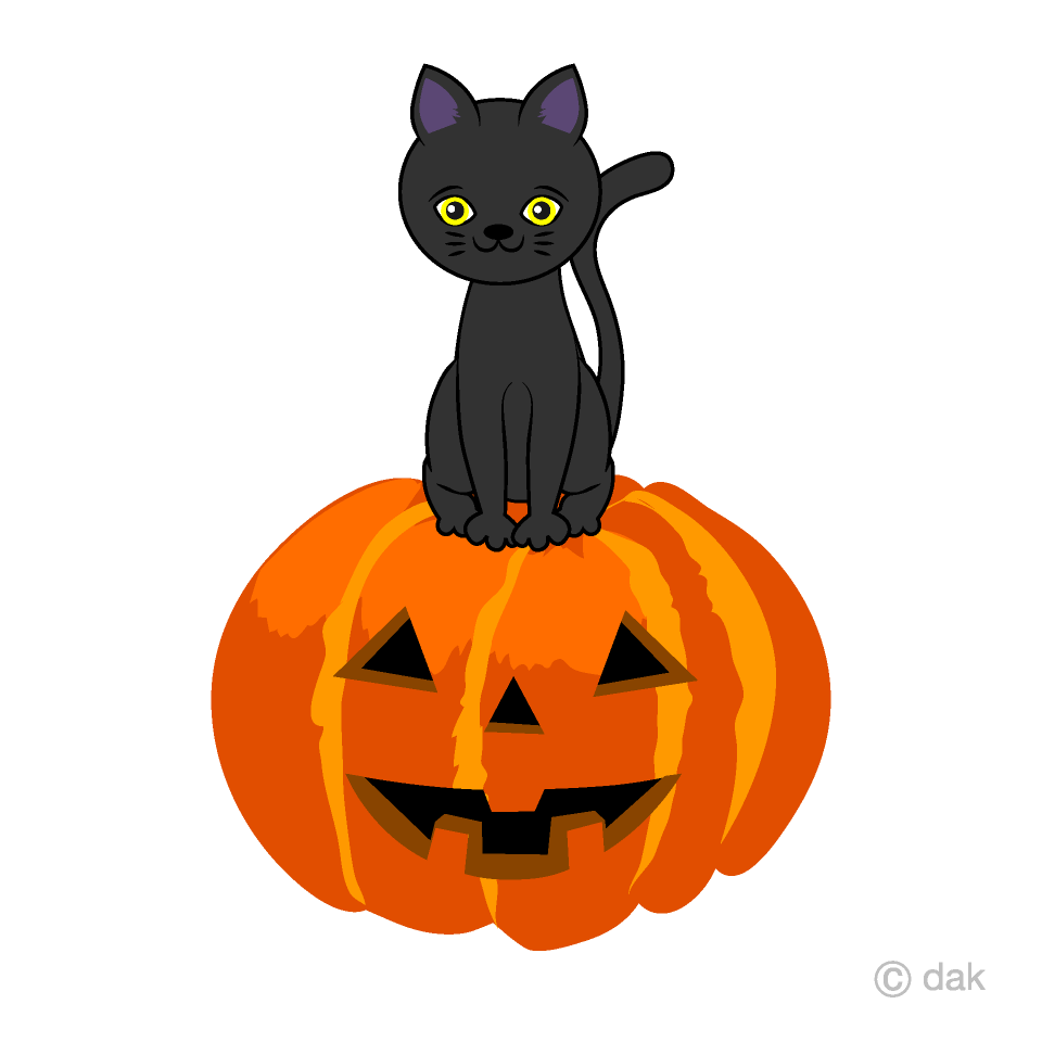 Calabaza de Halloween lindo gato negro Gratis Dibujos Animados  Imágene｜Illustoon ES