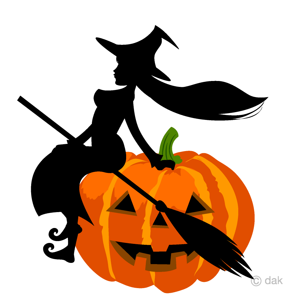 Sitting Witch on Pumpkin