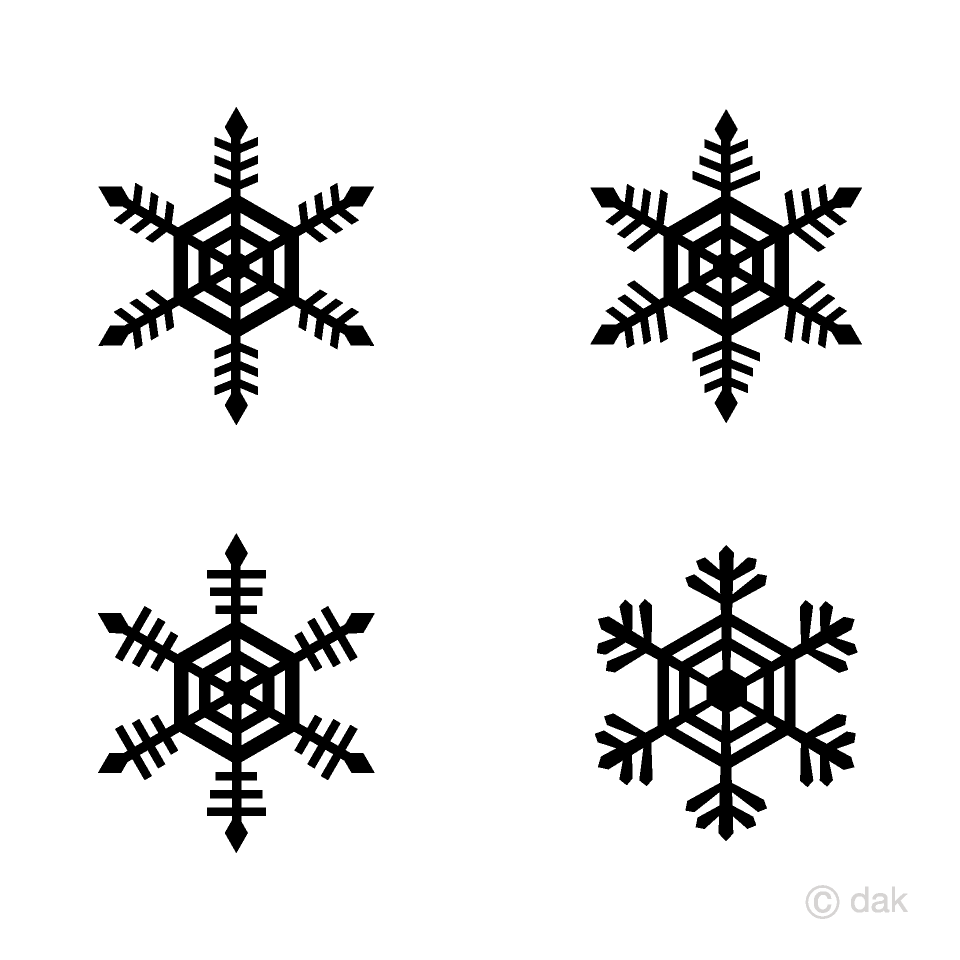 4 Black Silhouette Snowflakes
