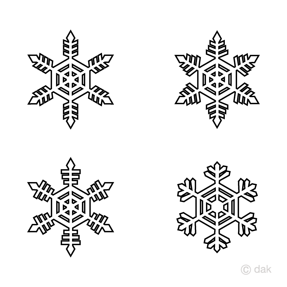4 copos de nieve blancos Gratis Dibujos Animados Imágene｜Illustoon ES