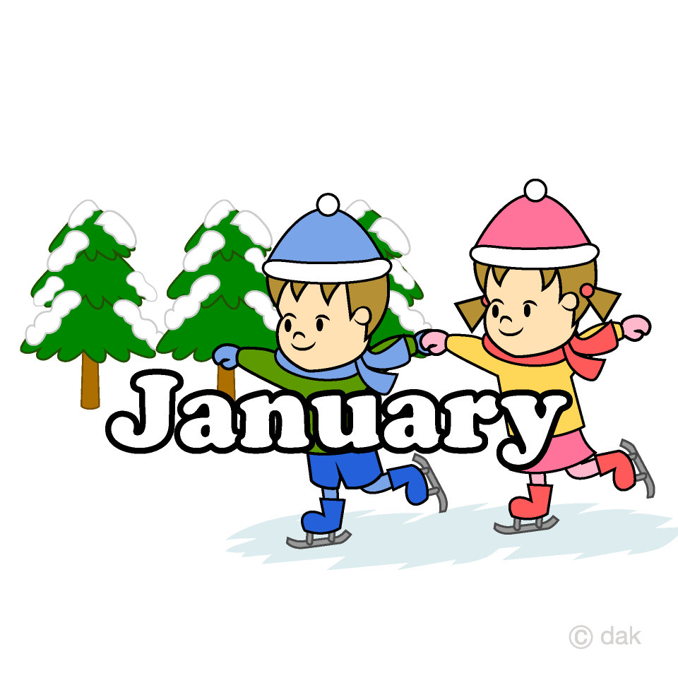 Niños patinando enero Gratis Dibujos Animados Imágene｜Illustoon ES