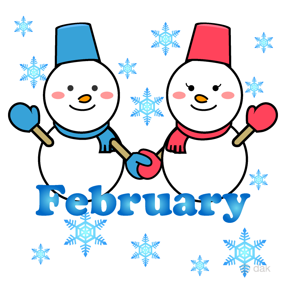 Snowman Couple and Snow February