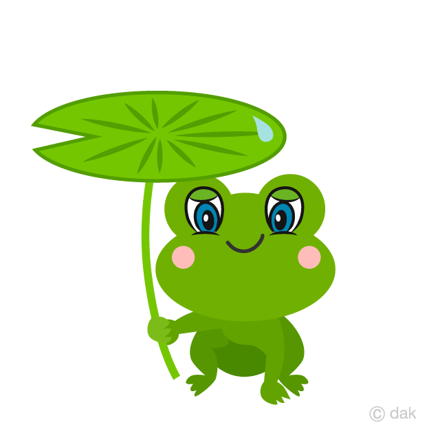 Cute Frog with Leaf Umbrella