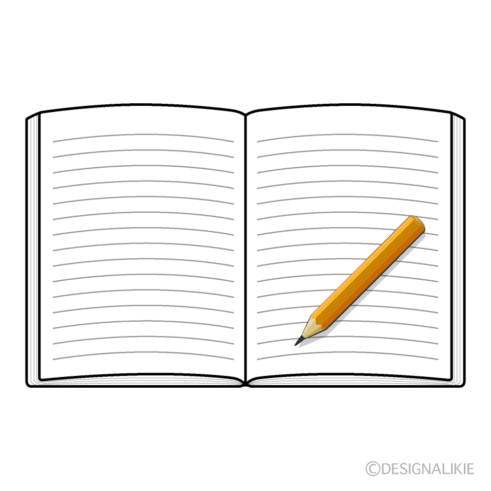 open notebook with pencil clipart