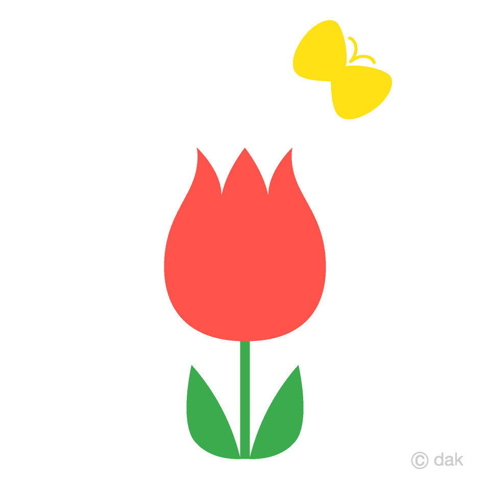 Cute Red Tulip and Butterfly