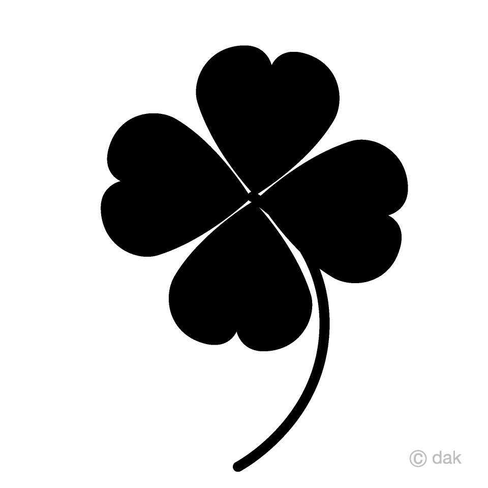 Black and White Four Leaf Clover