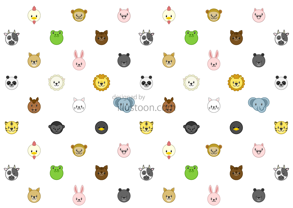 Cute Animal Face Wallpaper Free PNG Image｜Illustoon