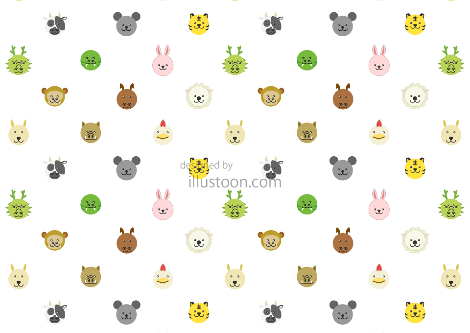 Zodiac Animal Face Wallpaper Free PNG Image｜Illustoon
