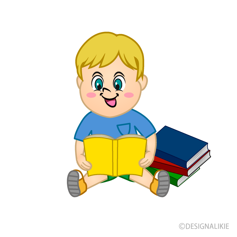 Niños sentados y leyendo Gratis Dibujos Animados Imágene｜Illustoon ES