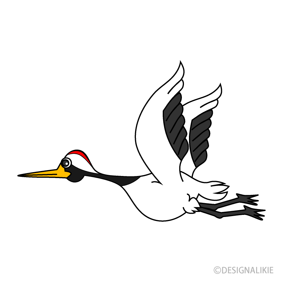Flying Crane Cartoon Free PNG Image｜Illustoon