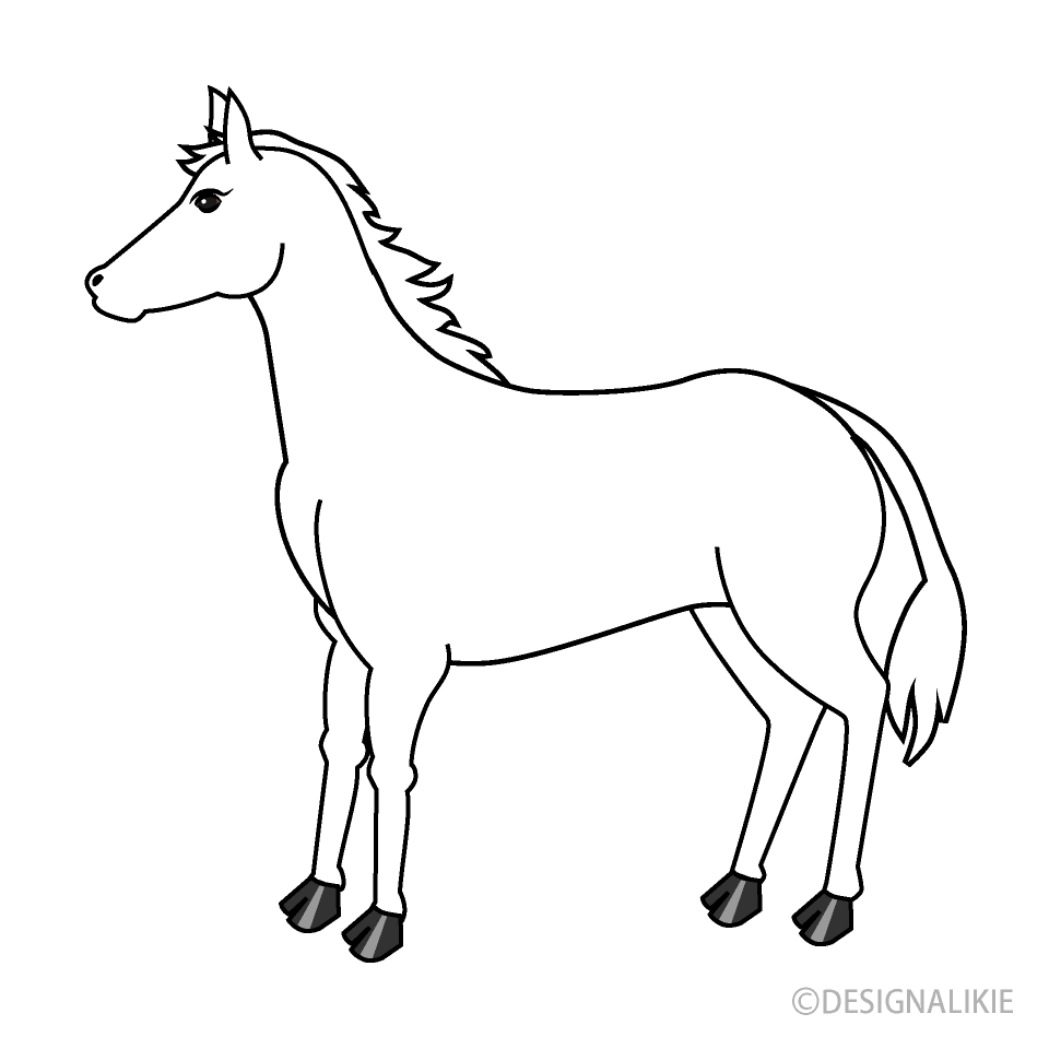 horse black and white clipart