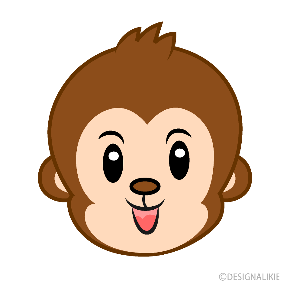 Cute Monkey Face Cartoon Free PNG Image｜Illustoon