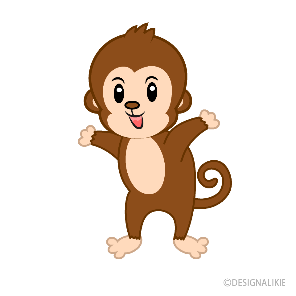 Cute Monkey Cartoon Free PNG Image｜Illustoon