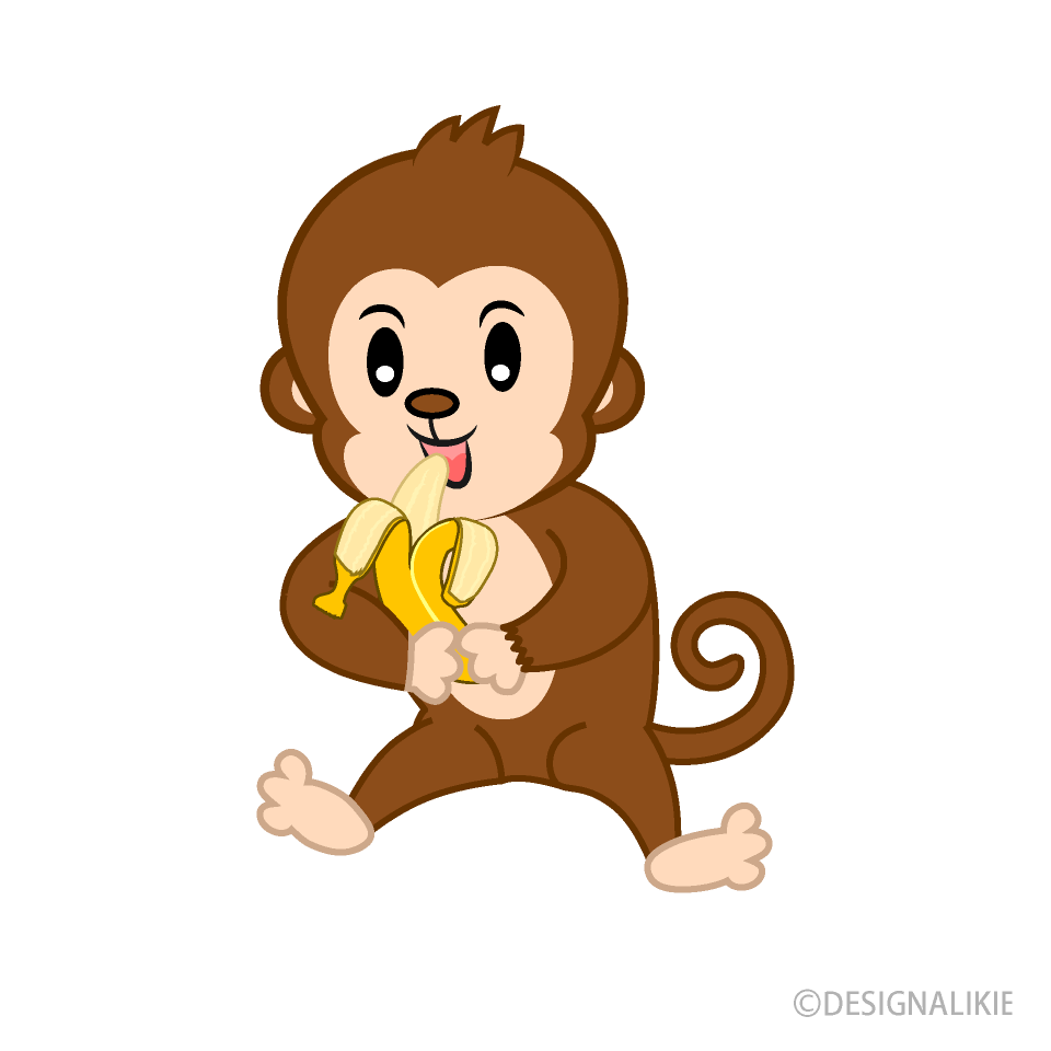 Eating Monkey Cartoon Free PNG Image｜Illustoon