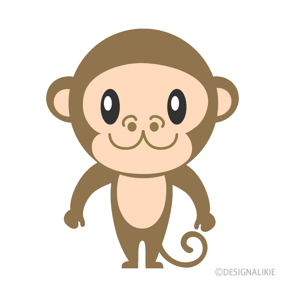 Simple Monkey Cartoon Free PNG Image｜Illustoon