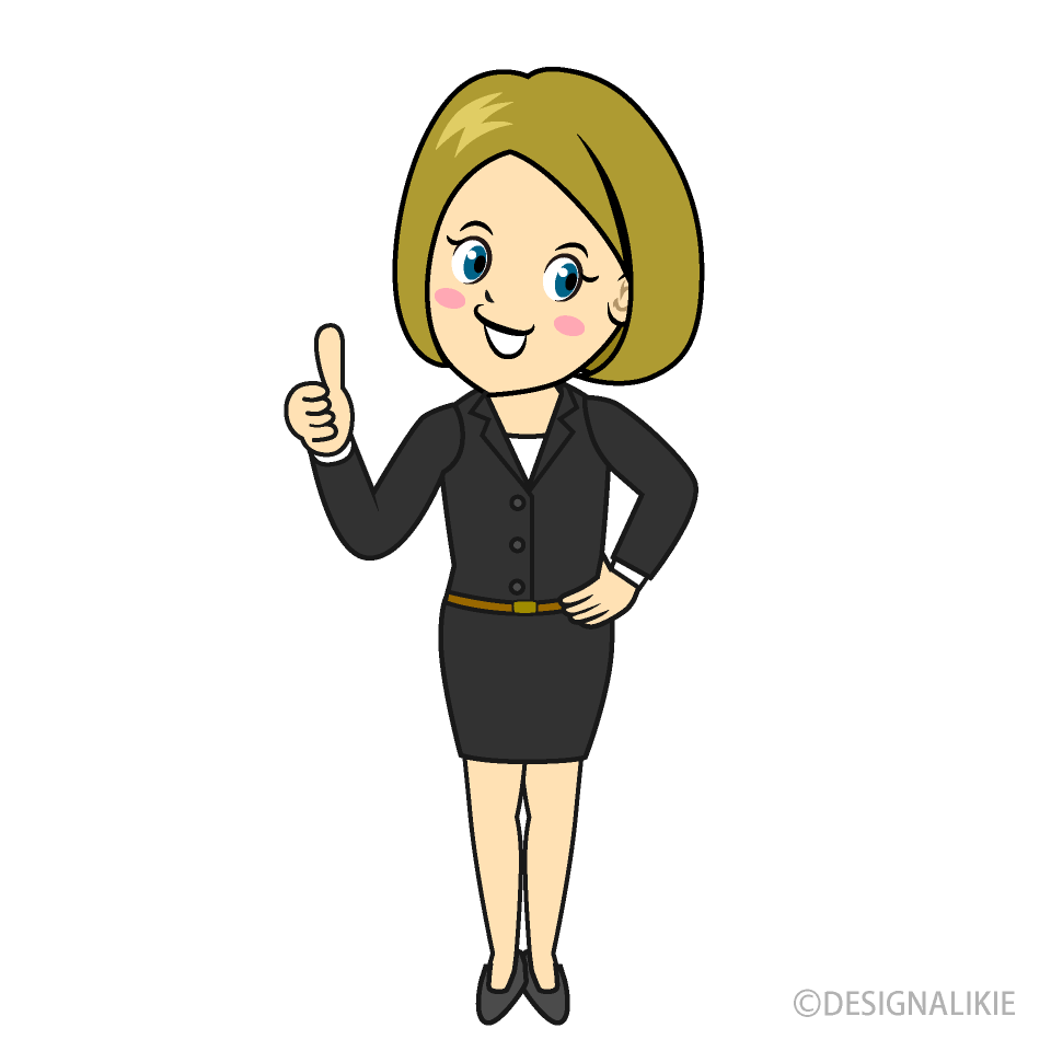 Thumbs up Businesswoman Clip Art Free PNG Image｜Illustoon