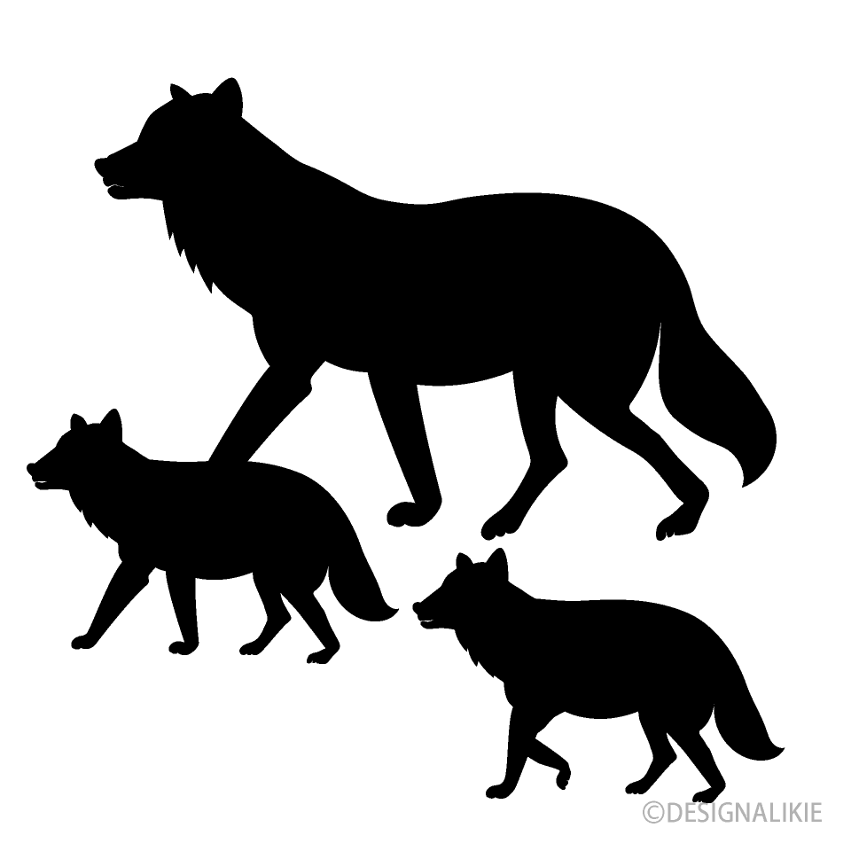 Parent and Child Wolf Silhouette