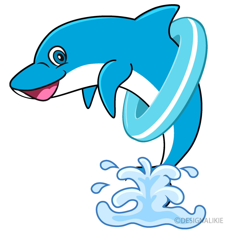 Dolphin with Swim Tube Cartoon Free PNG Image｜Illustoon