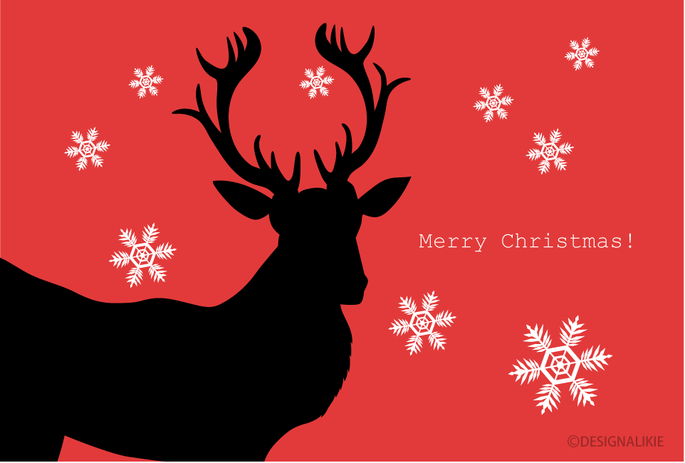 Reindeer Silhouette's red Christmas card