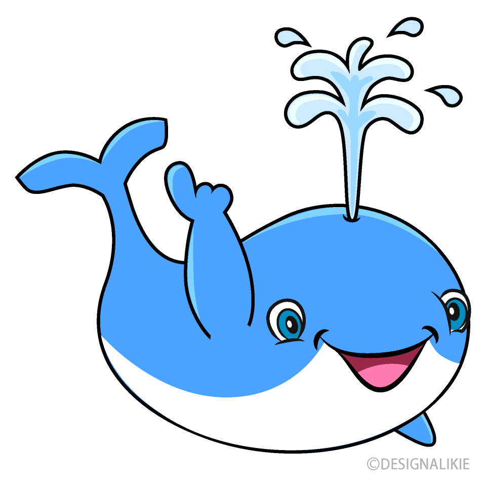 Pointing Whale Cartoon Free PNG Image｜Illustoon
