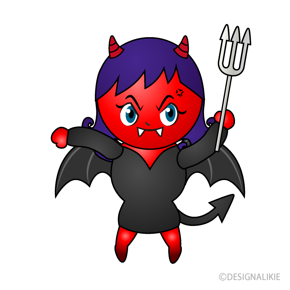 Angry Girl Devil Cartoon Free PNG Image｜Illustoon