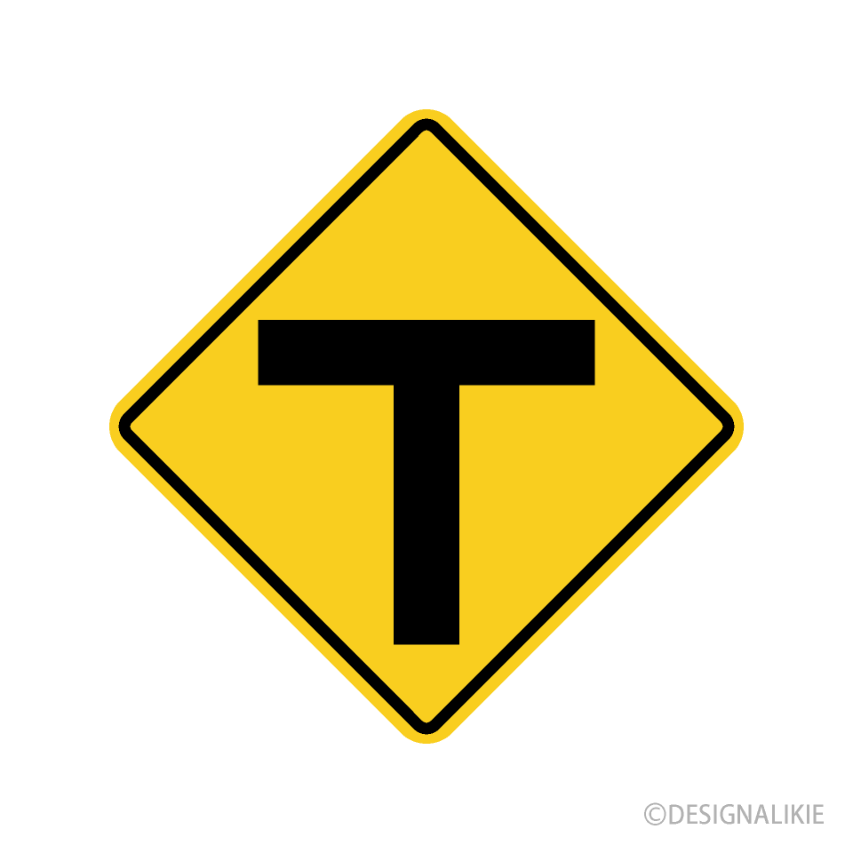 T Intersection Warning Sign
