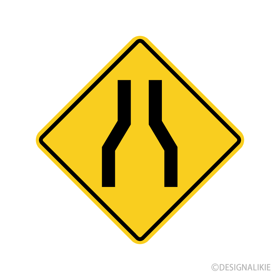 Road Narrows on Both Sides Warning Sign