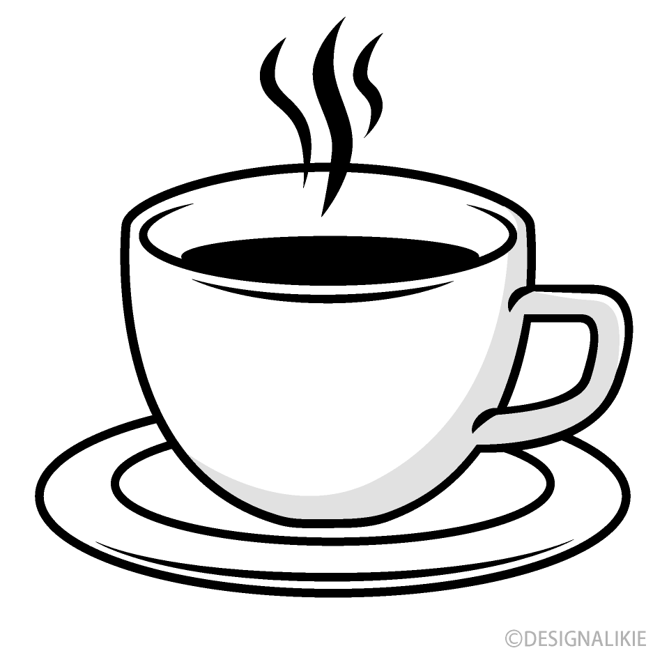 Free drink clip art image with black and white coffee cup drawing. 