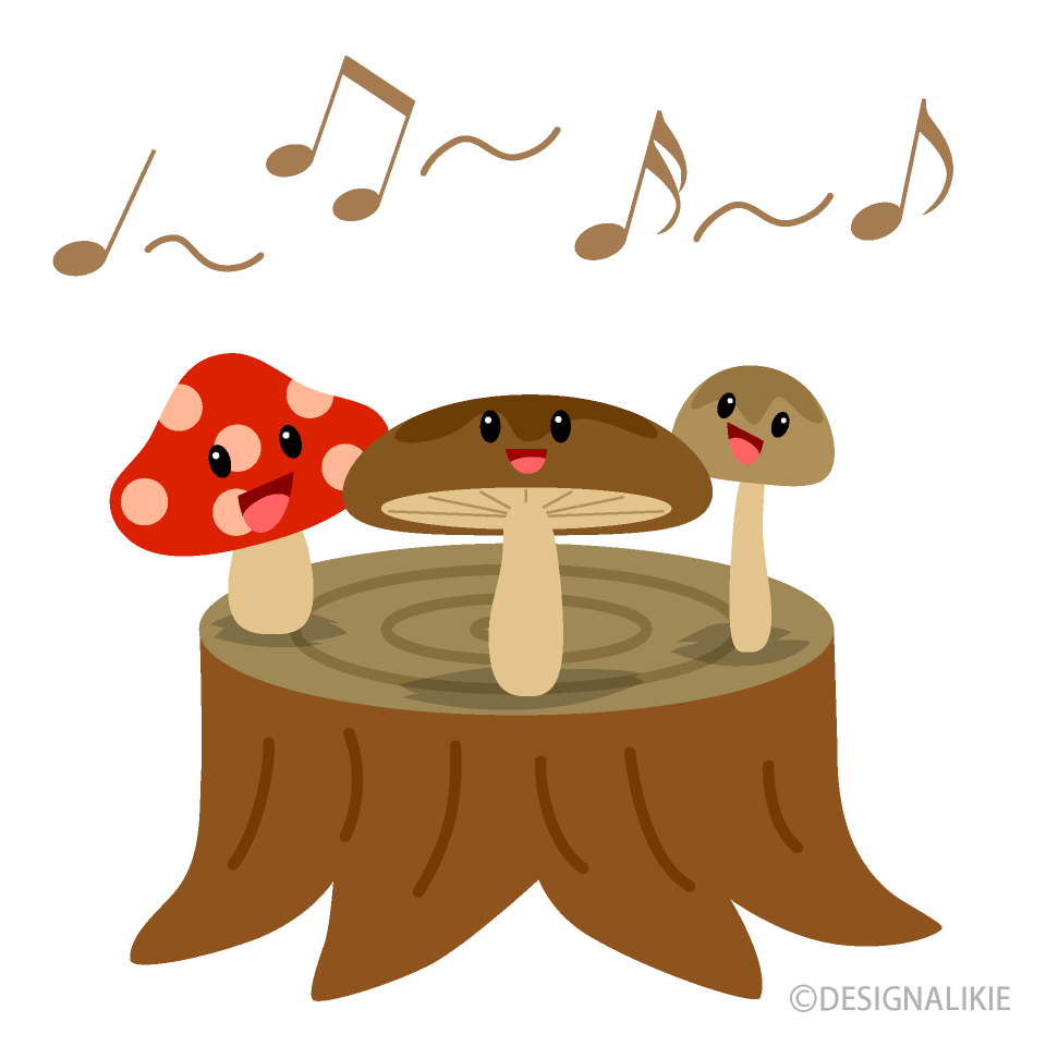 Singing Mushrooms on Stump