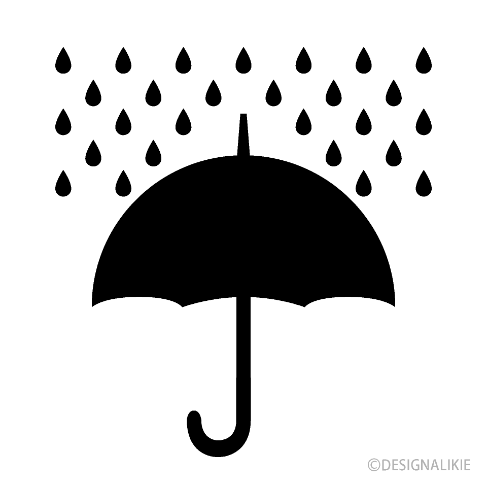Rain and Umbrella Silhouette Clip Art Free PNG Image｜Illustoon