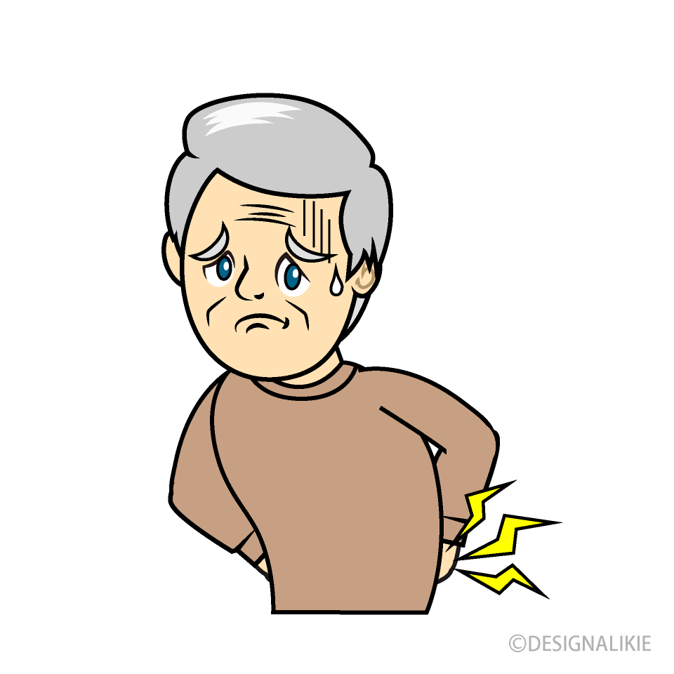 Elderly Man Low Back Pain Cartoon Free PNG Image｜Illustoon