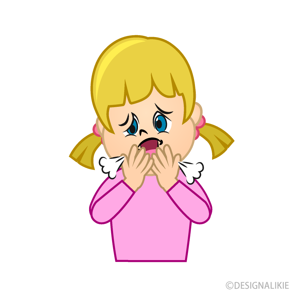 coughing cartoon girl