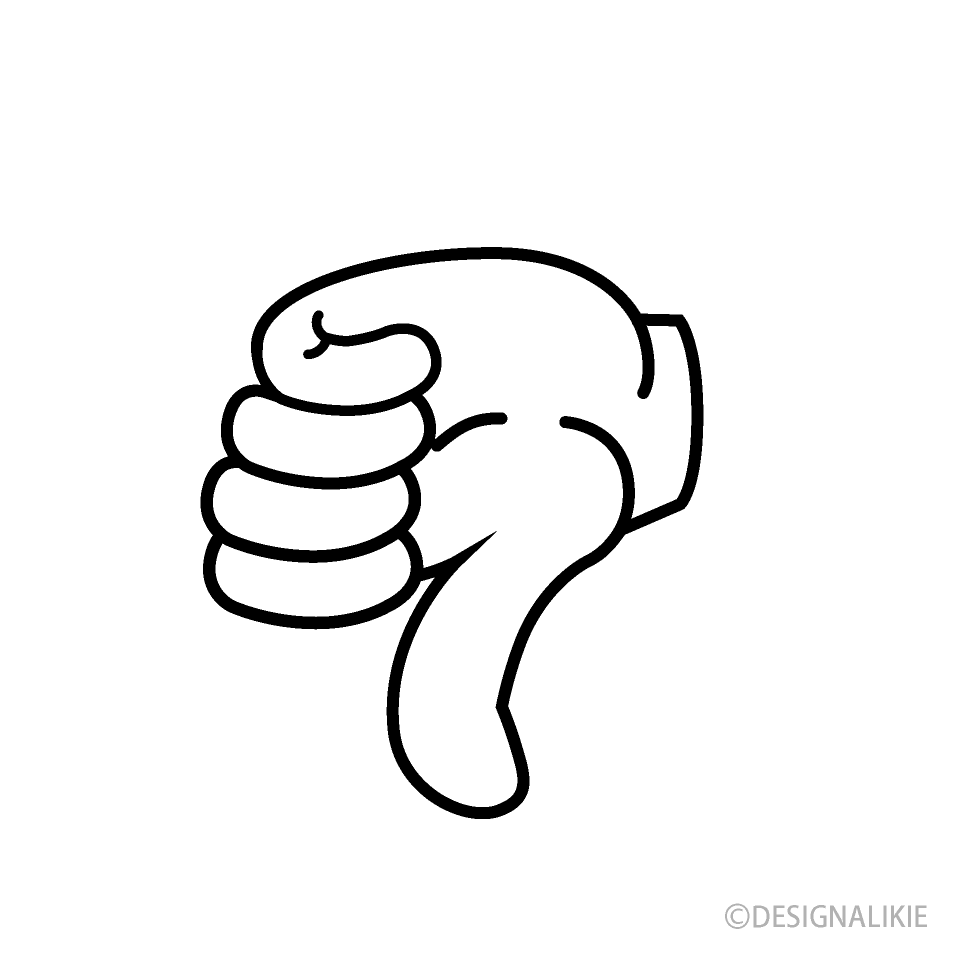 White Thumbs Down Clip Art Free PNG Image｜Illustoon