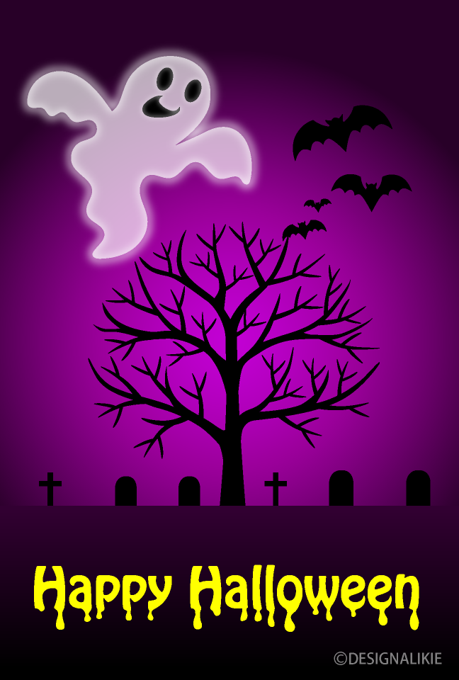 Ghost and Graveyard Halloween Card