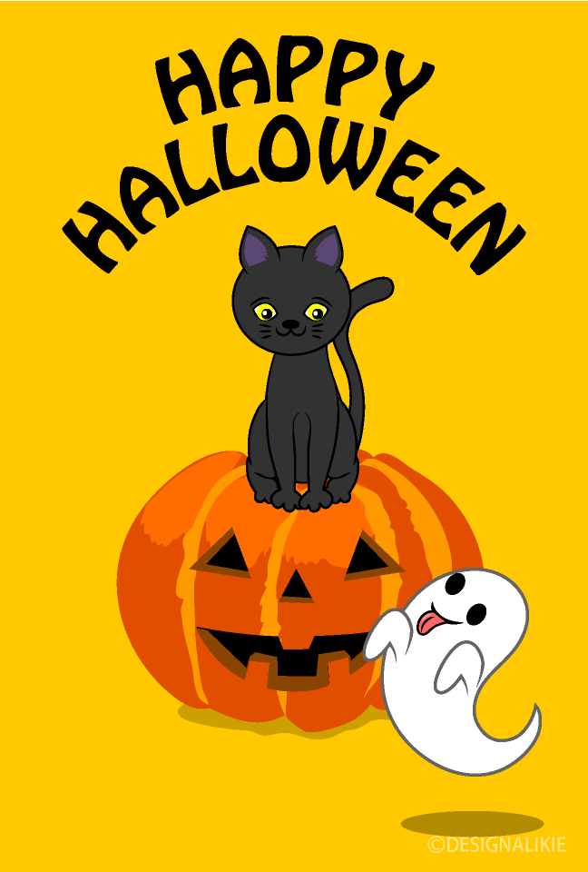 Black Cat and Ghost Halloween Card